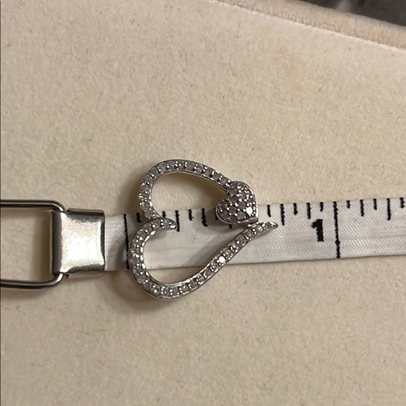 10K White Gold Genuine 1/5 ctw Diamond Double Open Heart-Shaped Pendant - Picture 4 of 6